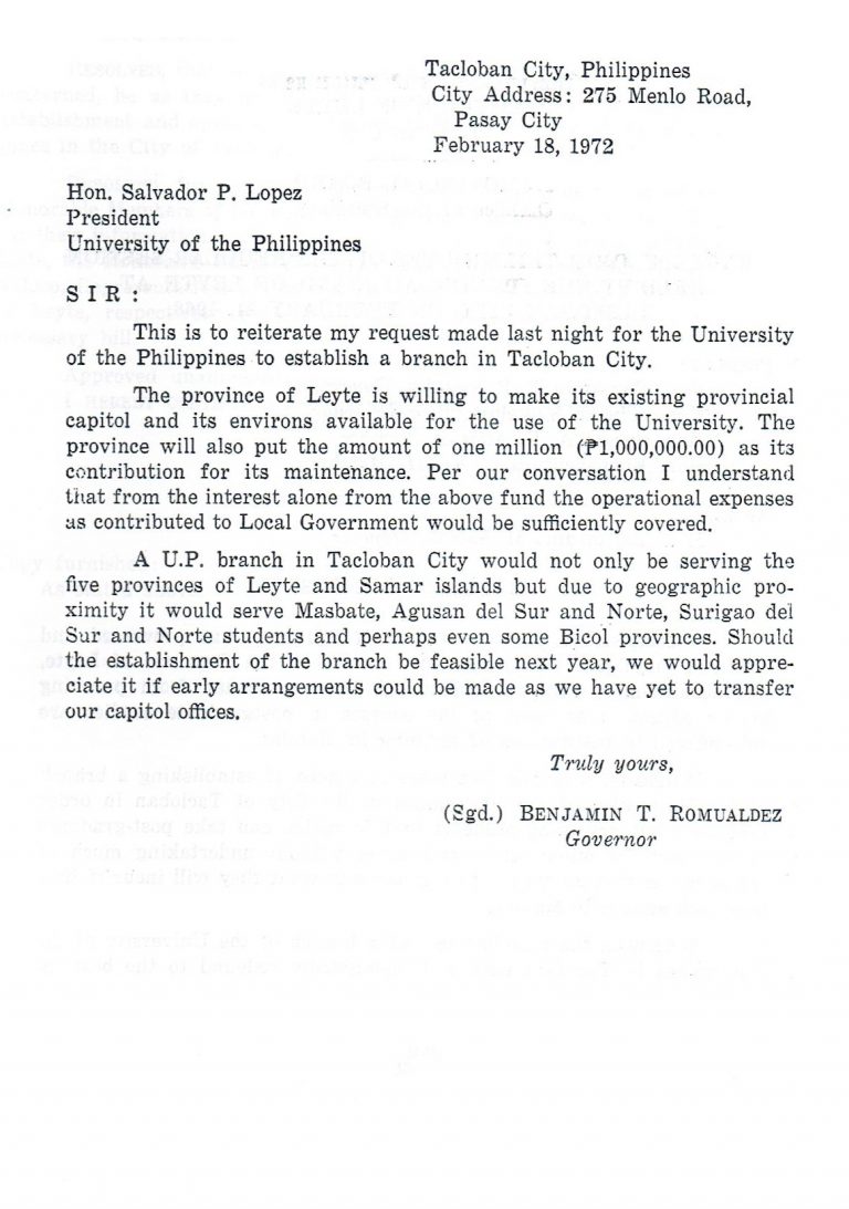 Governor's letter to UP Pres