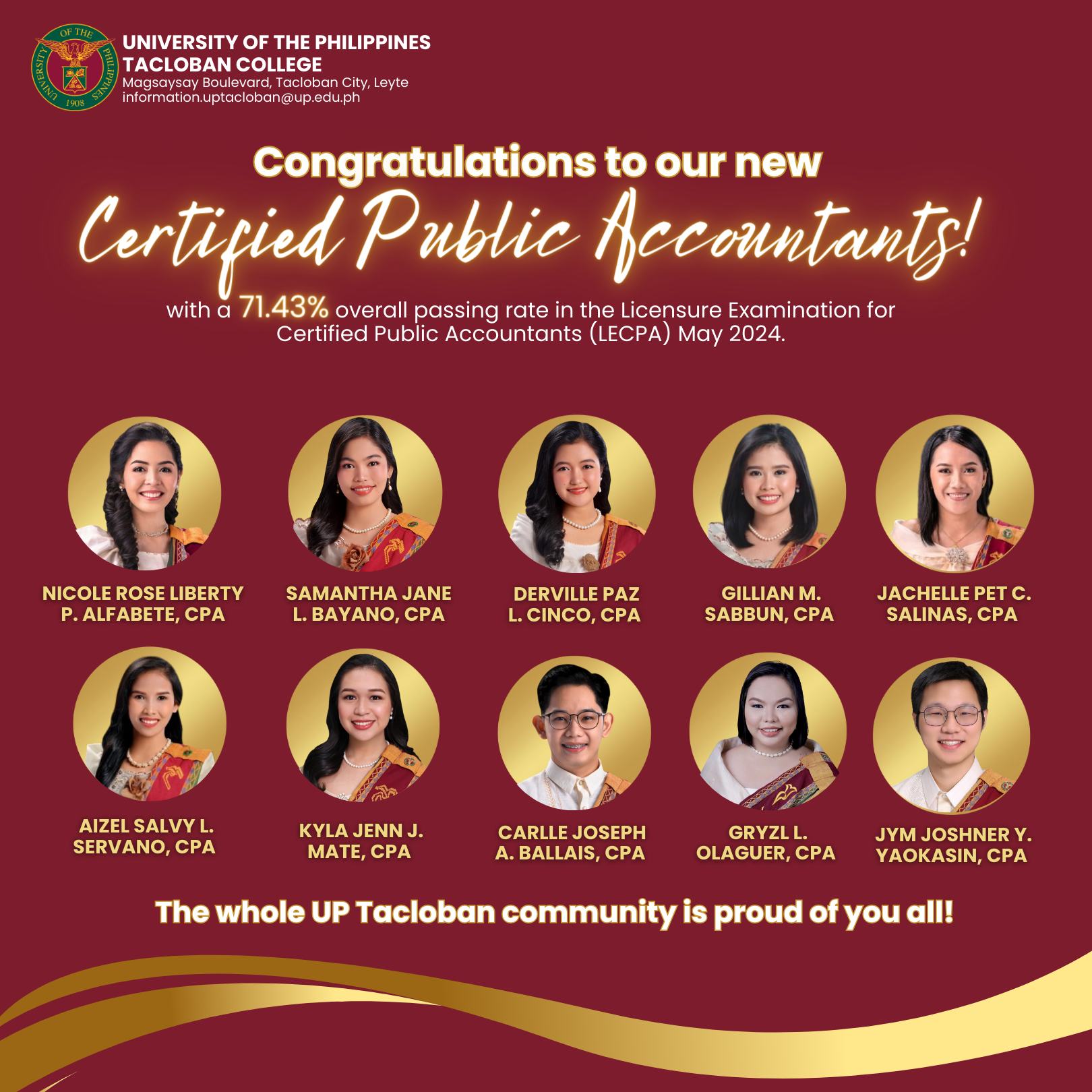 UP Tacloban Celebrates Success of Newly Licensed CPAs