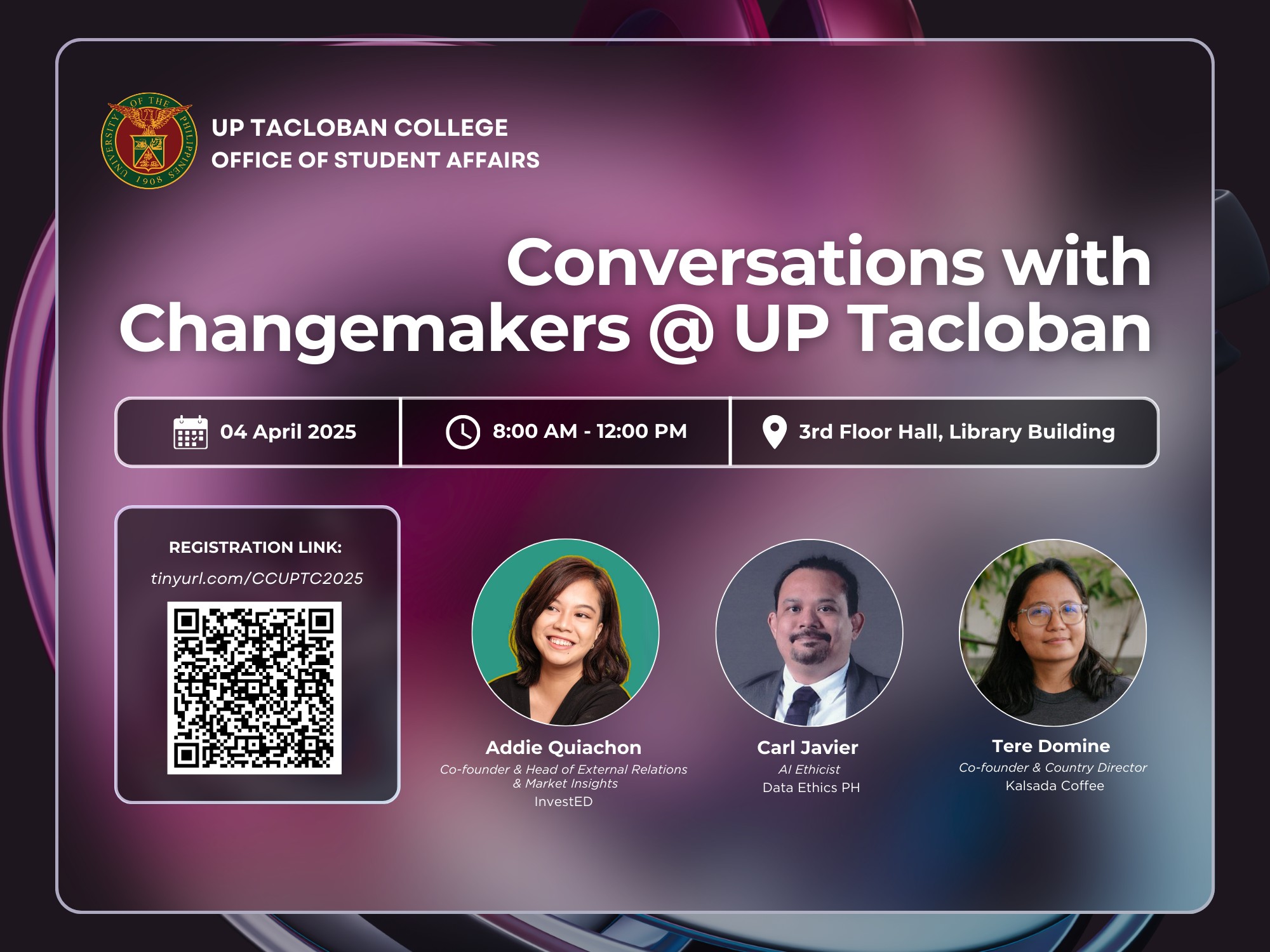 UP Tacloban’s Office of Student Affairs (OSA) is hosting “Conversations with Changemakers”