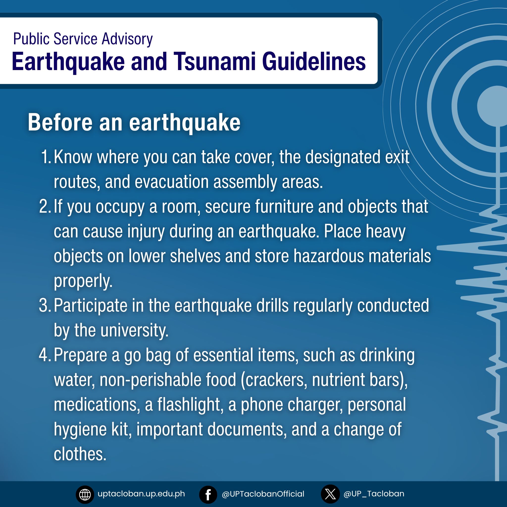 Public Service Advisory | Earthquake and Tsunami Guidelines