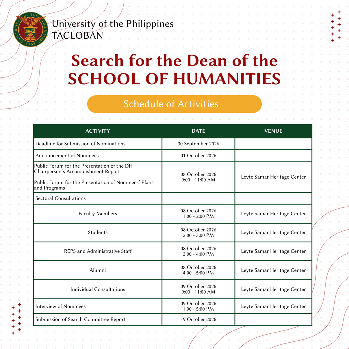 Search for the Dean of the School of Humanities